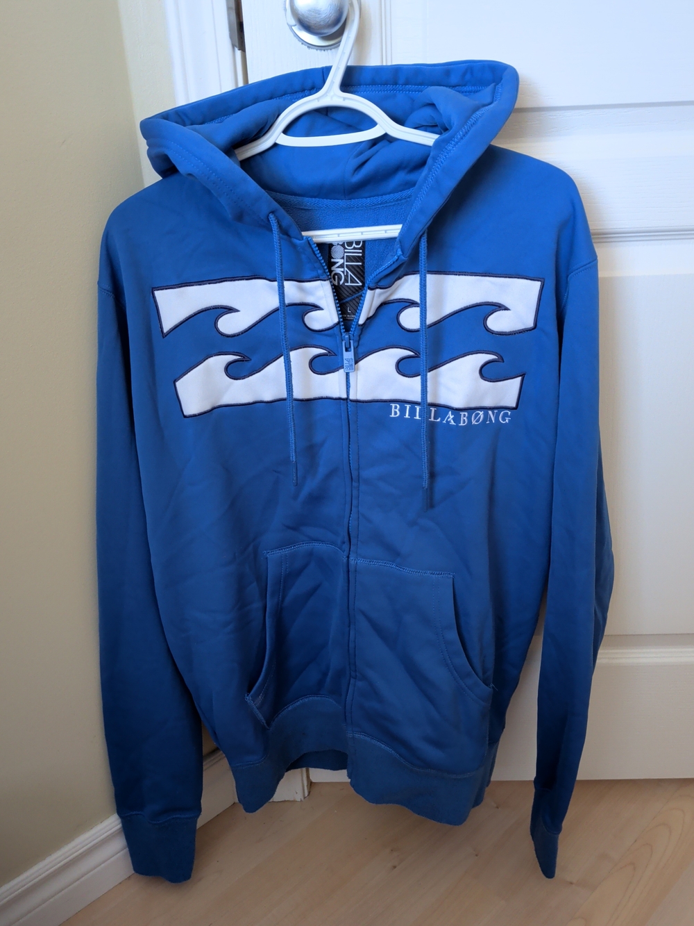 Billabong Wave Logo Full Zip Hoodie Mens Large Blue Surf Streetwear Fleece Jacke